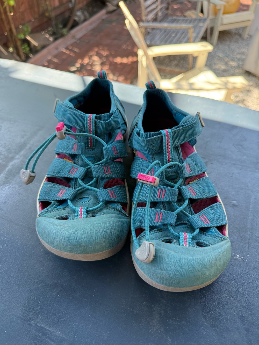 KEEN Blue/Pink Fisherman Sandals Closed Toe Adjustable Strap Women’s 5